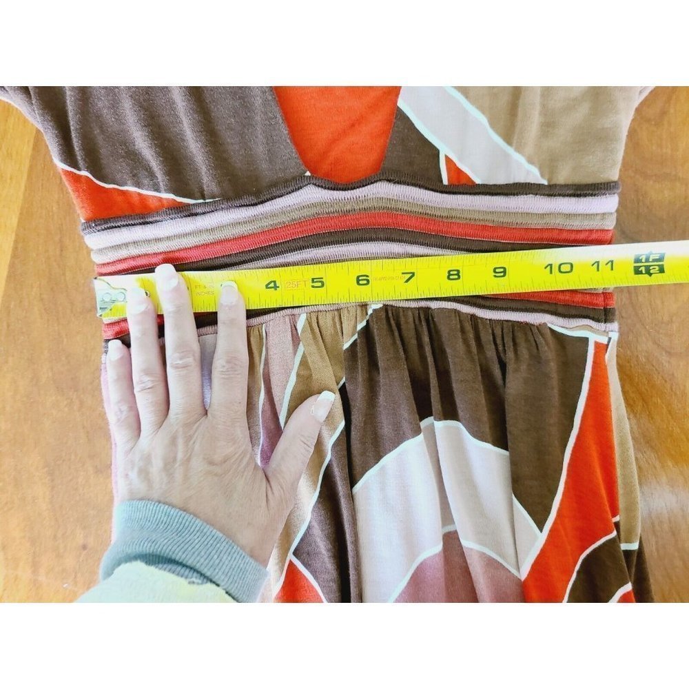 Missoni Women's Baby Doll Dress 4 Colorblock Stripes Orange Brown Mini - Picture 13 of 15